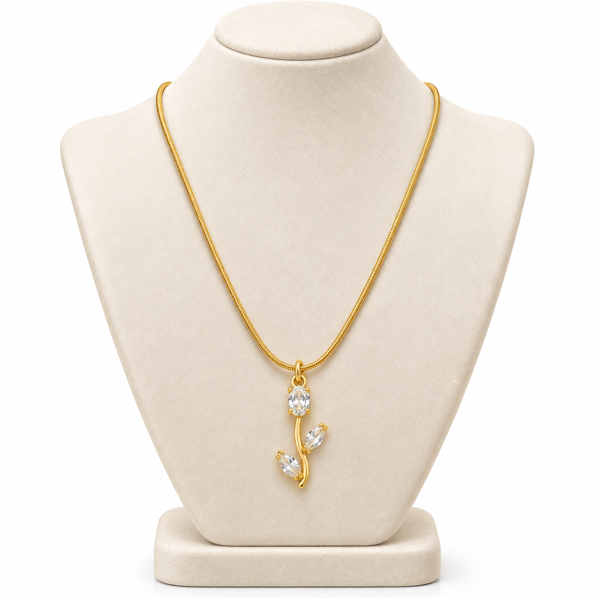 TITLIYA Korean Style Gold Tone White Tulip Pendant Necklace