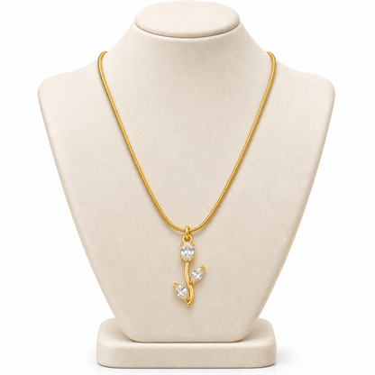 TITLIYA Korean Style Gold Tone White Tulip Pendant Necklace