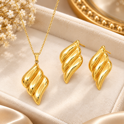TITLIYA Korean Gold Plated Necklace & Earrings Set