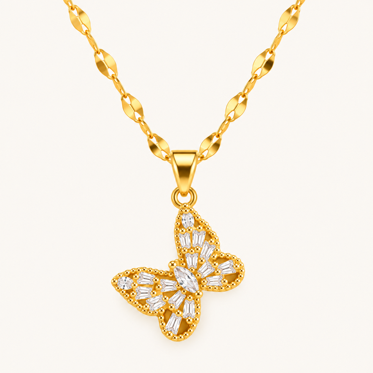 TITLIYA Korean Gold Plated Butterfly Pendant Necklace
