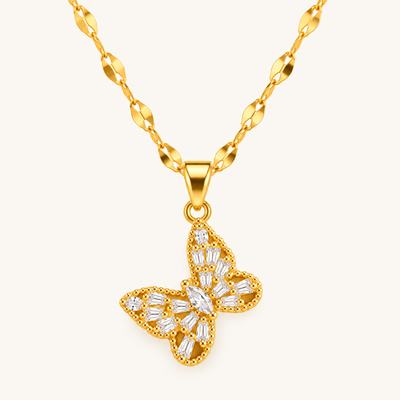 TITLIYA Korean Gold Plated Butterfly Pendant Necklace