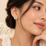 TITLIYA Korean Style Gold Butterfly Crystal Stud Earrings