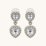 TITLIYA Silver-Toned Stainless Steel Heart-Shaped Drop Earrings