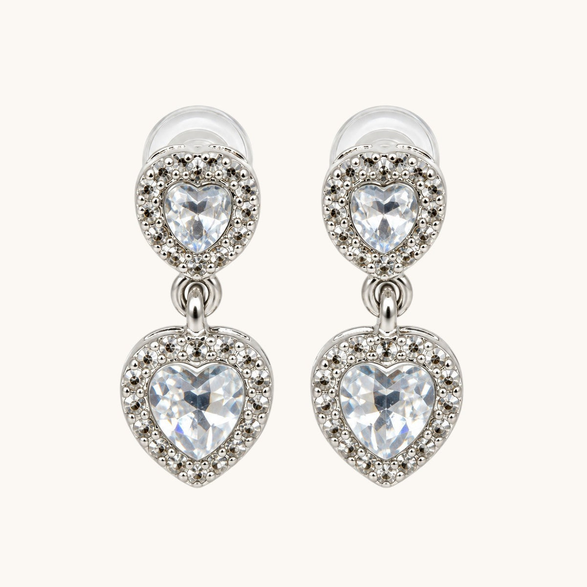 TITLIYA Silver-Toned Stainless Steel Heart-Shaped Drop Earrings