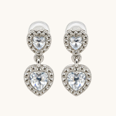 TITLIYA Silver-Toned Stainless Steel Heart-Shaped Drop Earrings