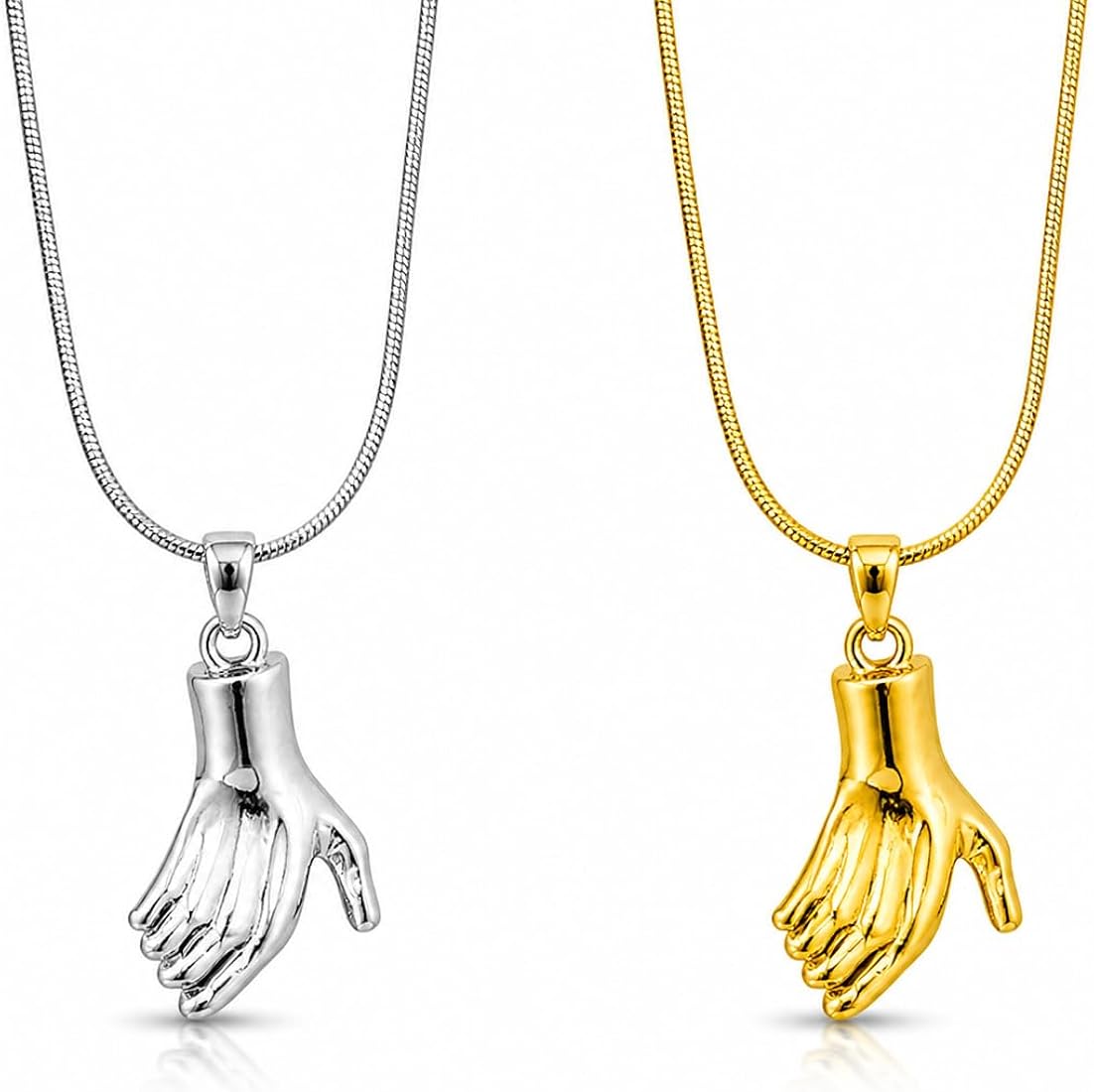 TITLIYA Korean Gold & Silver Handshake Pendant Necklace for Women