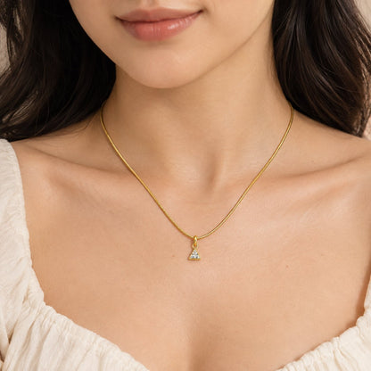 TITLIYA Korean Style Gold Mini Triangle Crystal Pendant Necklace