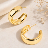 TITLIYA Korean Style Gold Hoop Earrings for Women – Chunky Open Hoop Statement Earrings | Anti-Tarnish