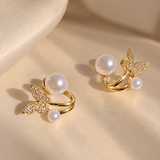 TITLIYA Korean Butterfly Pearl Earrings