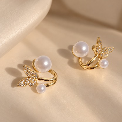 TITLIYA Korean Butterfly Pearl Earrings