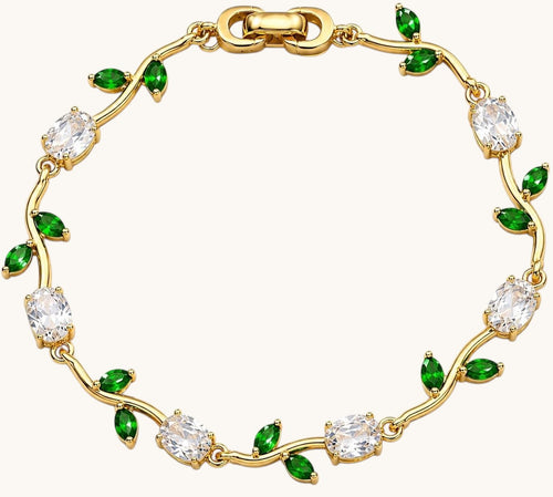 TITLIYA Korean Green & White Stone Tulip Bracelet For Women
