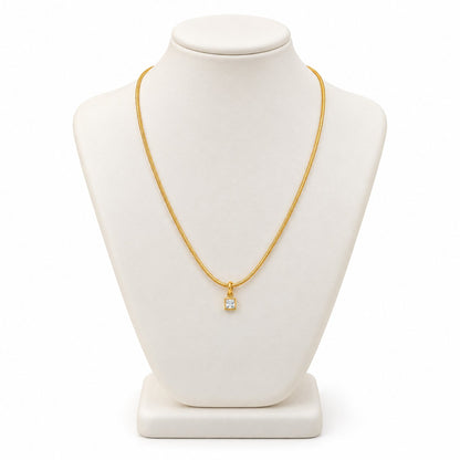 TITLIYA Korean Style Gold Mini Square Crystal Pendant Necklace