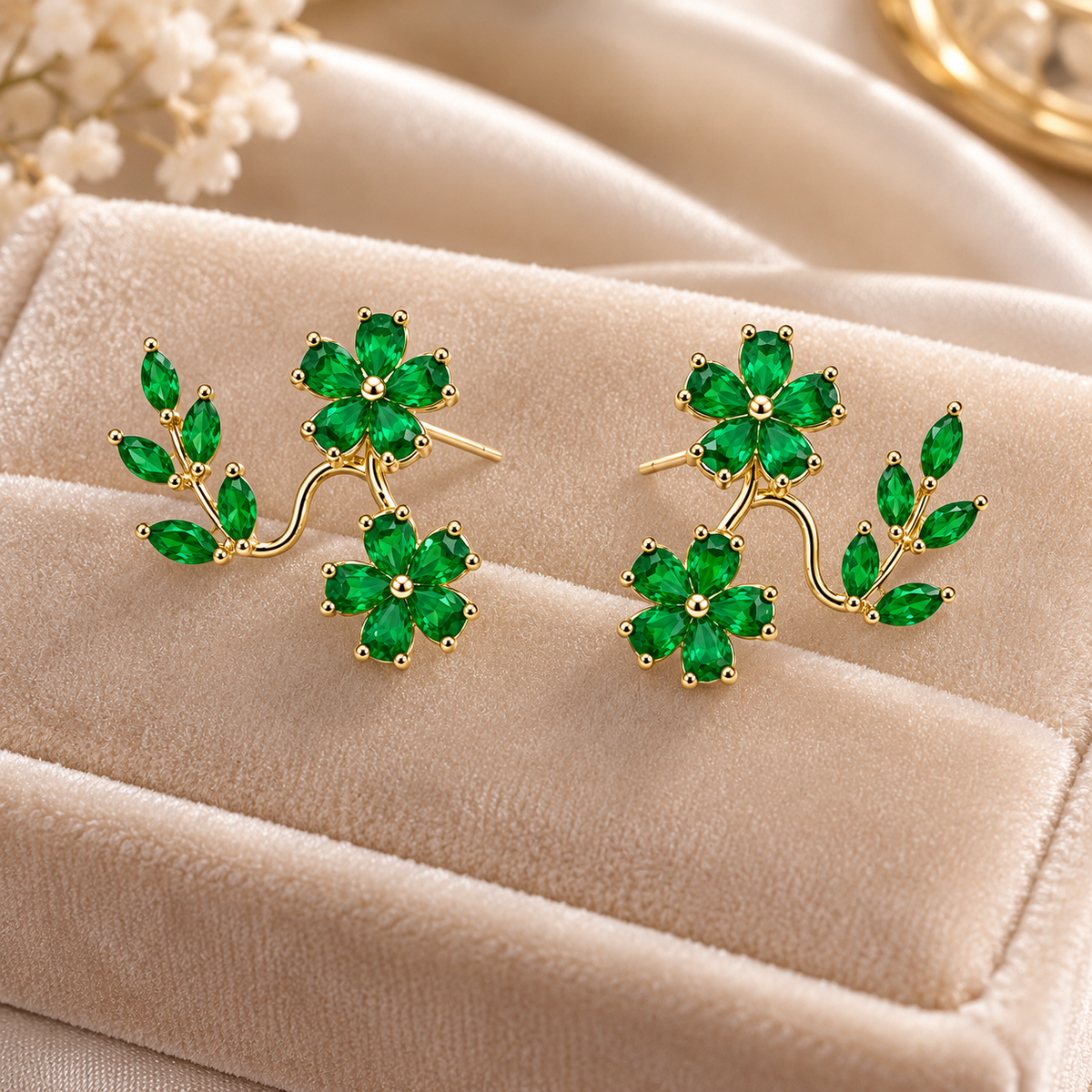 TITLIYA Korean Style Green Floral Leaf Earrings for Women