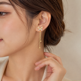 TITLIYA Korean Style Gold Butterfly Crystal Drop Earrings for Women