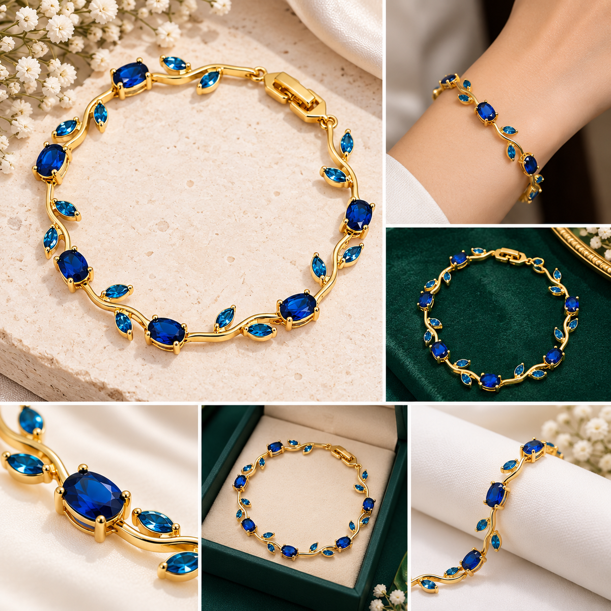 TITLIYA Korean Blue Stone Tulip Bracelet For Women