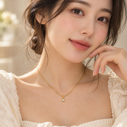 TITLIYA Korean Style Gold Mini Triangle Crystal Pendant Necklace