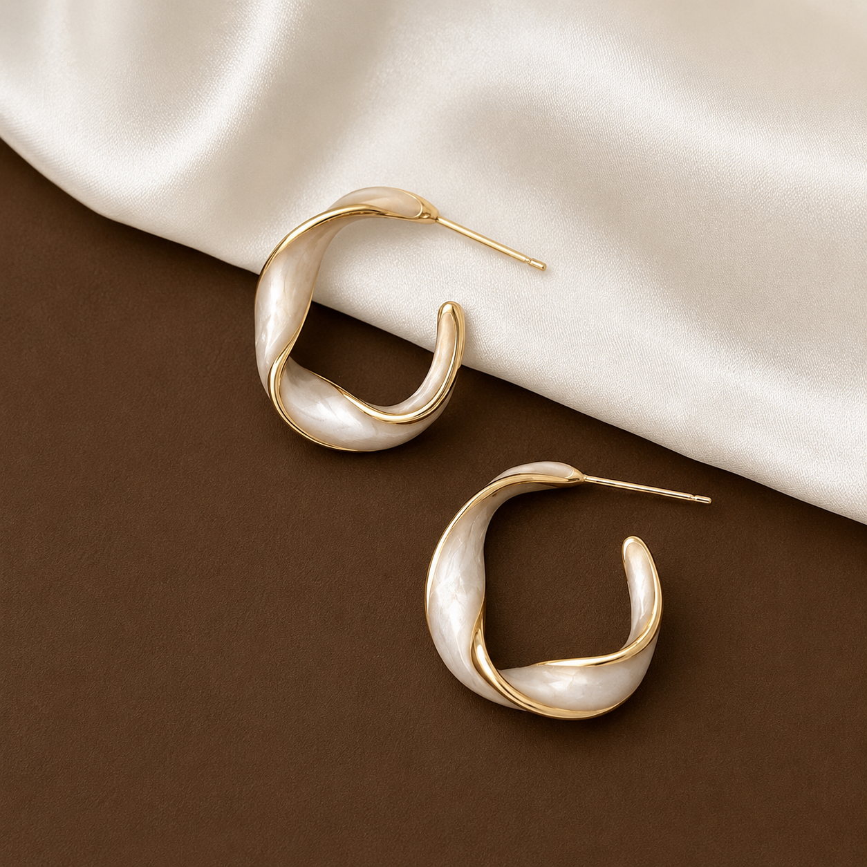 TITLIYA Korean White Hoop Anti-Tarnish Earrings