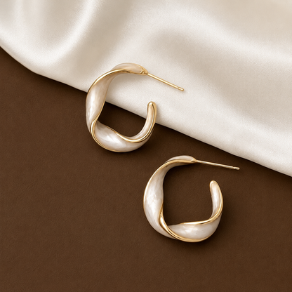 TITLIYA Korean White Hoop Anti-Tarnish Earrings