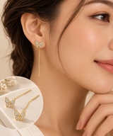 TITLIYA Korean Style Gold Butterfly Crystal Threader Earrings