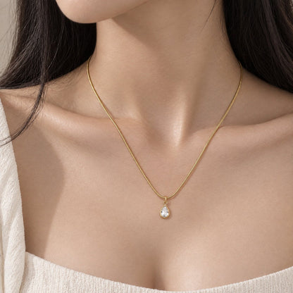 TITLIYA Korean Style Gold Mini Teardrop Pendant Necklace