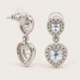 TITLIYA Silver-Toned Stainless Steel Heart-Shaped Drop Earrings