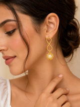 TITLIYA Korean Gold Infinity Pearl Earrings