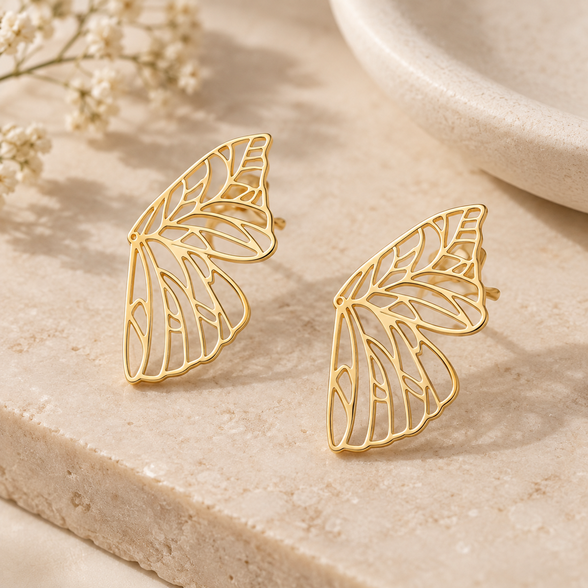 TITLIYA Korean Style Gold Butterfly Drop Earrings