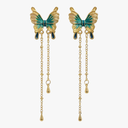 Blue Butterfly Drop Earrings (Ocean Hue) Titliya
