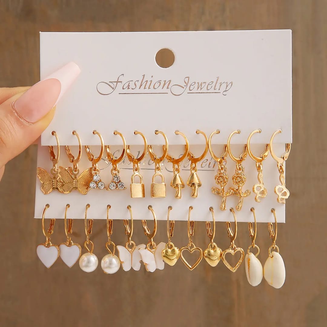 Butterfly shape Earring Collection combo (12 Pairs) - TITLIYA