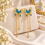 TITLIYA Blue Butterfly Drop Earrings (Ocean Hue)