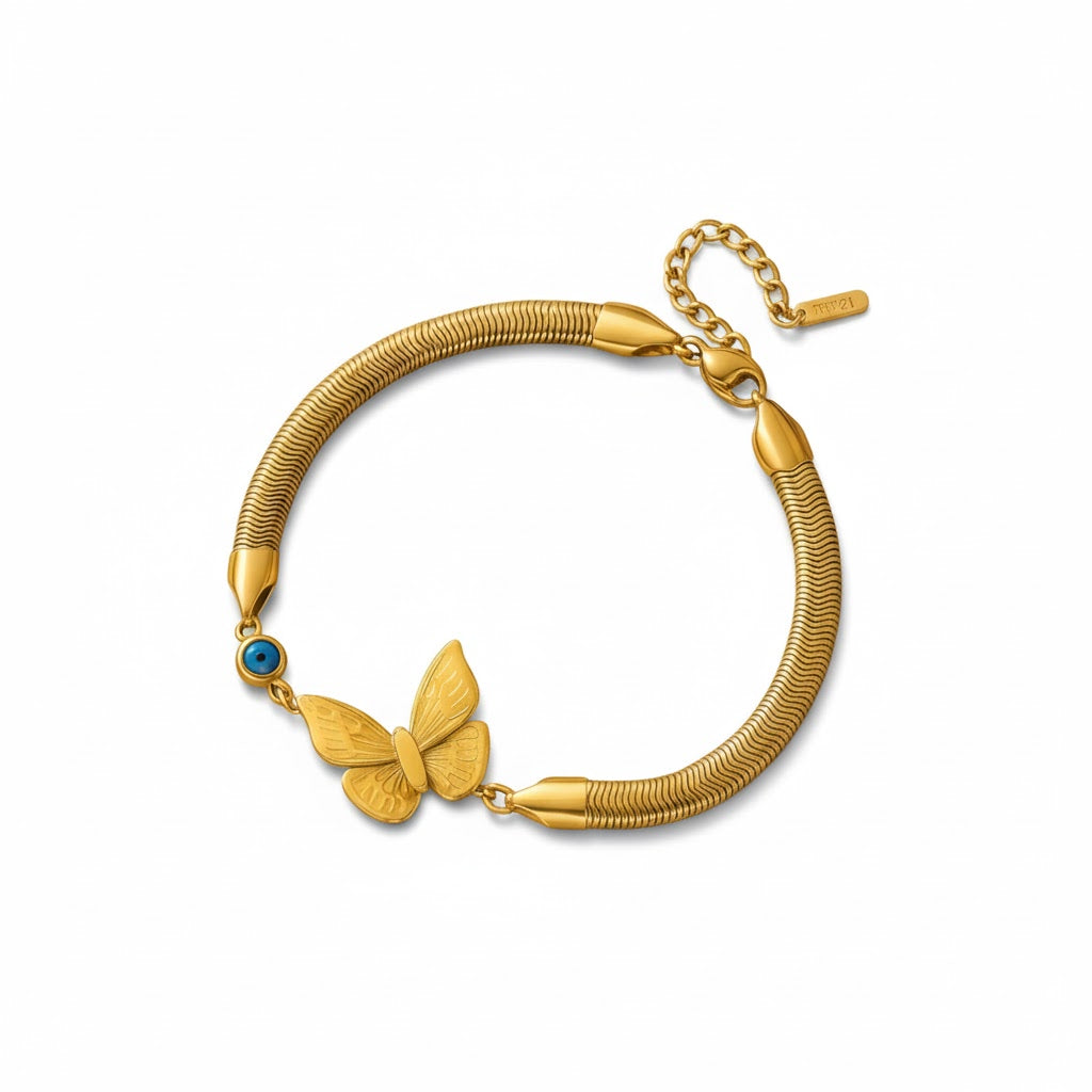 Butterfly Evil Eye Beaded Bracelet (Boho) Titliya