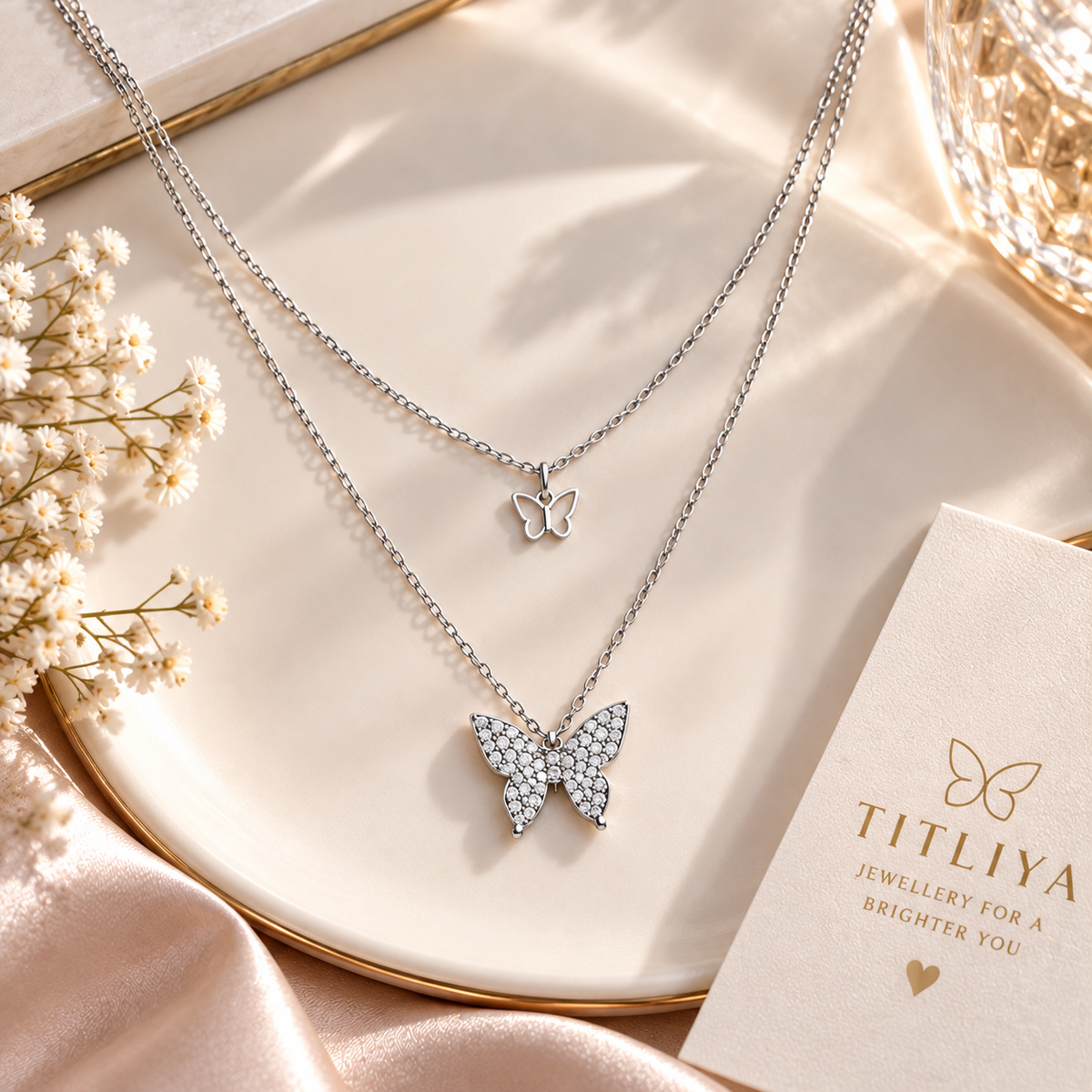 TITLIYA Korean Delicate Butterfly Chain Necklace