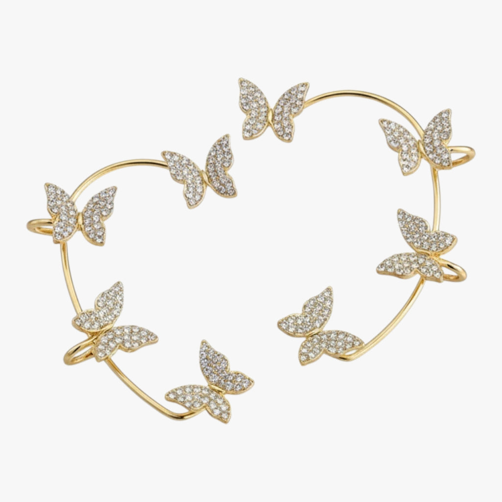 Butterfly Zircon Earcuff Non Piercing Earrings Set Left and Right Titliya