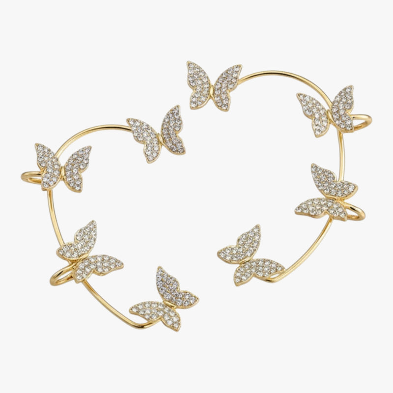 Butterfly Zircon Earcuff Non Piercing Earrings Set Left and Right