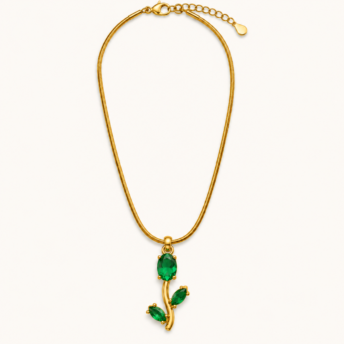 TITLIYA Korean Style Green Tulip Leaf Pendant Necklace