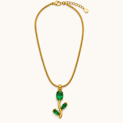 TITLIYA Korean Style Green Tulip Leaf Pendant Necklace