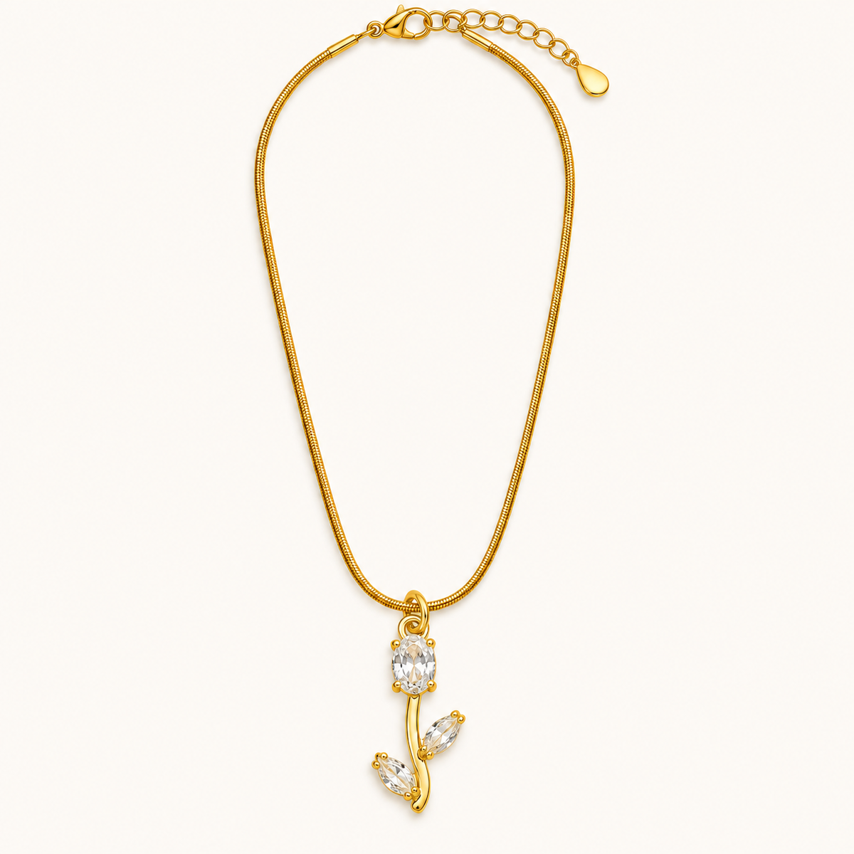 TITLIYA Korean Style Gold Tone White Tulip Pendant Necklace