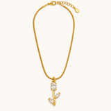 TITLIYA Korean Style Gold Tone White Tulip Pendant Necklace