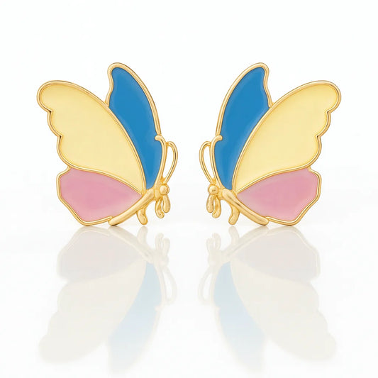 Colourful Stainless Steel Korean Style Butterfly Earrings Titliya