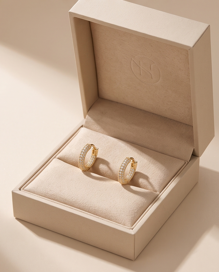 Korean Style Gold Plated Sparkling Hoop Earrings Titliya