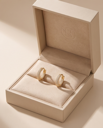Korean Style Gold Plated Sparkling Hoop Earrings Titliya
