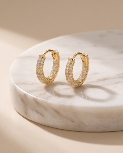 Korean Style Gold Plated Sparkling Hoop Earrings Titliya