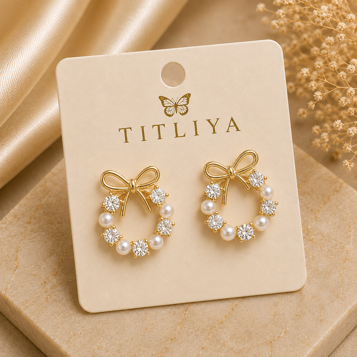 TITLIYA Korean Earrings Combo Set of 4 – Heart, Hoop, Pearl & Crystal