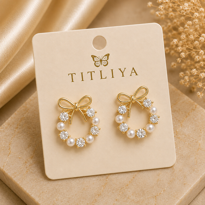 TITLIYA Korean Earrings Combo Set of 4 – Heart, Hoop, Pearl & Crystal