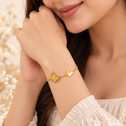 TITLIYA Premium Korean Style Gold Butterfly Charm Bracelet for Women