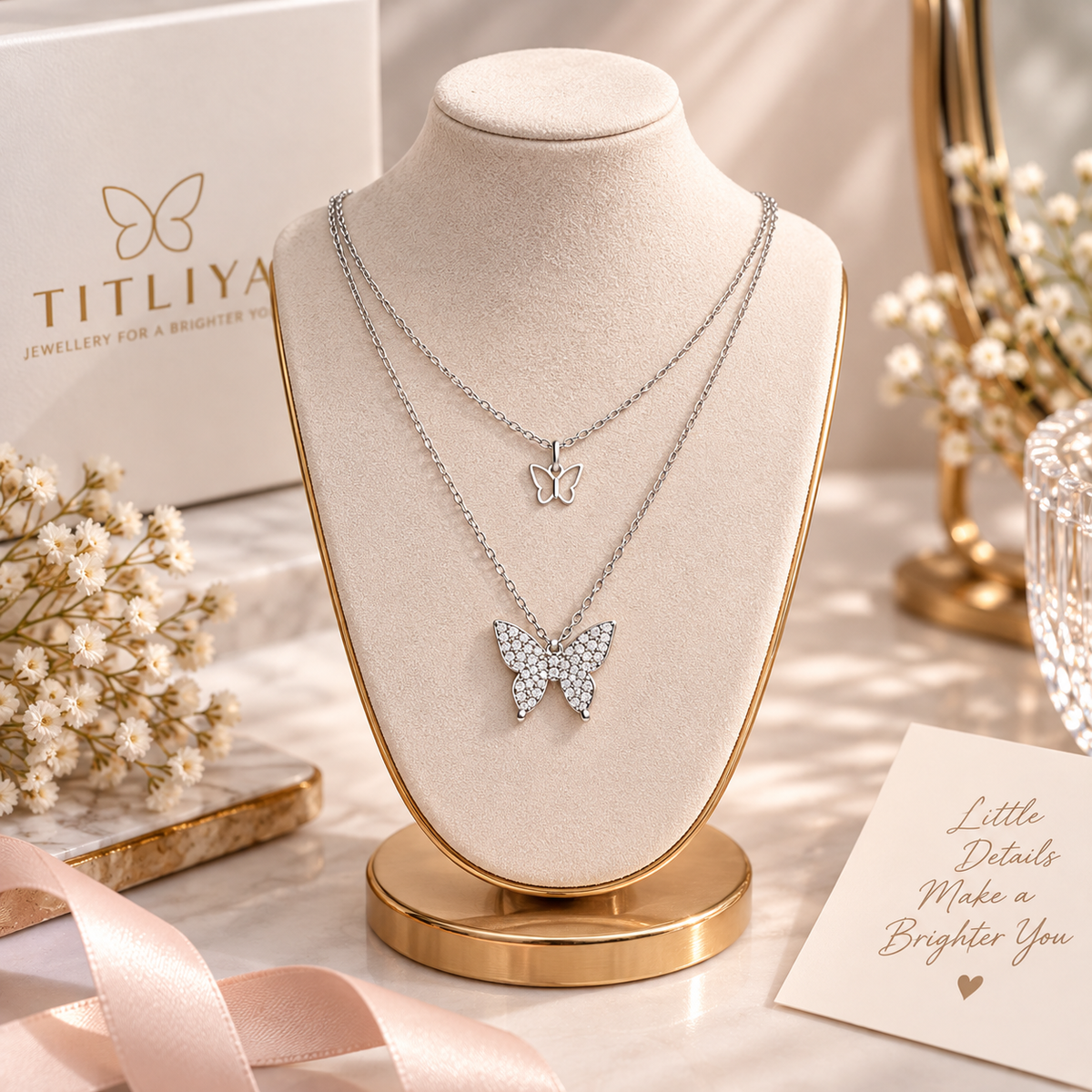TITLIYA Korean Delicate Butterfly Chain Necklace