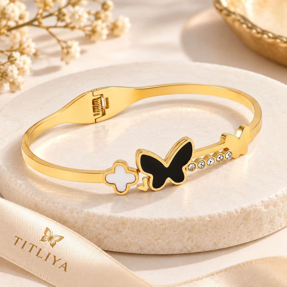 TITLIYA Premium Korean Black Butterfly Floral Bracelet