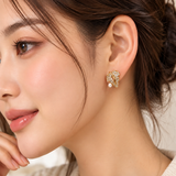 TITLIYA Korean Style Gold-Tone Pearl & Crystal Stud Earrings Set of 3 Pairs for Women