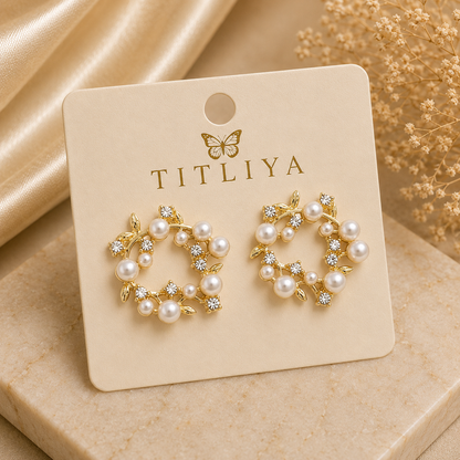 TITLIYA Korean Earrings Combo Set of 4 – Anti-Tarnish Pearl, Crystal & Floral Earrings