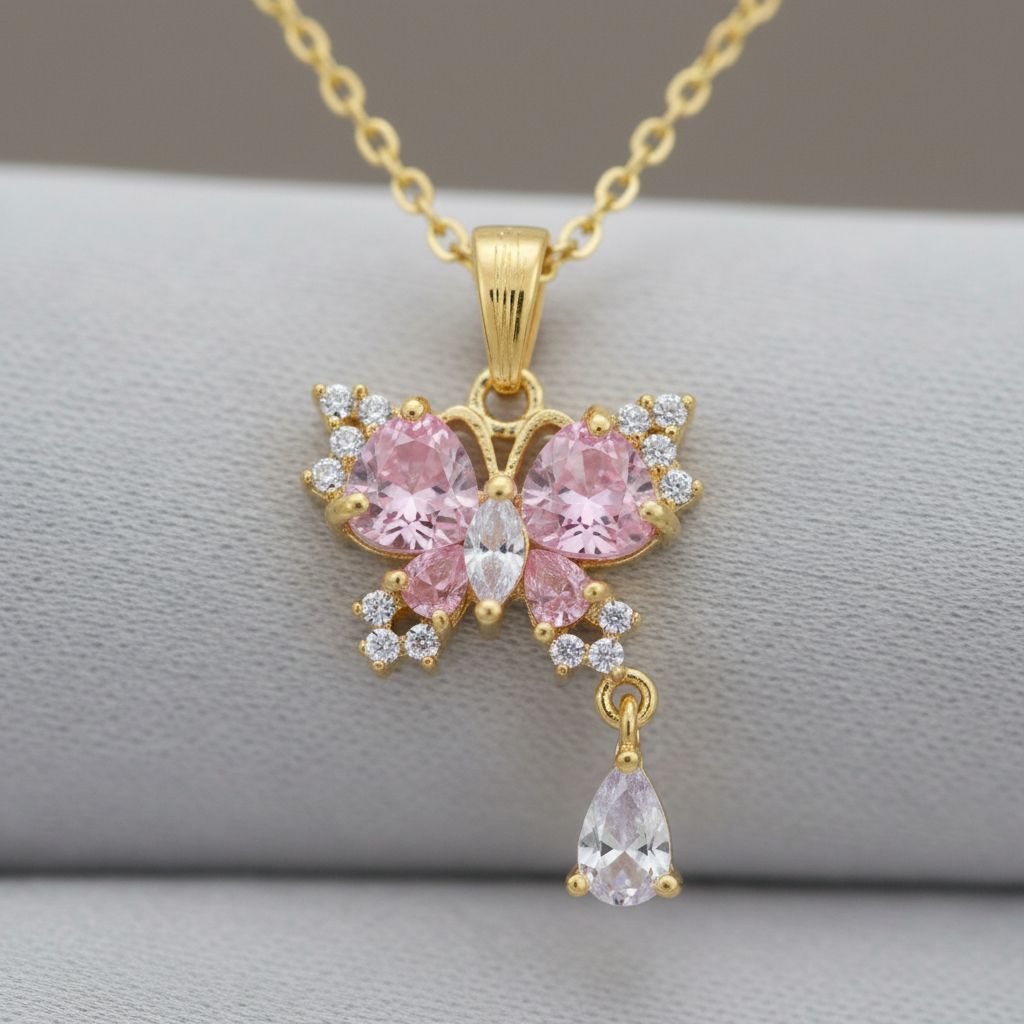 Enchanted Artificial Diamond Butterfly Necklace Titliya